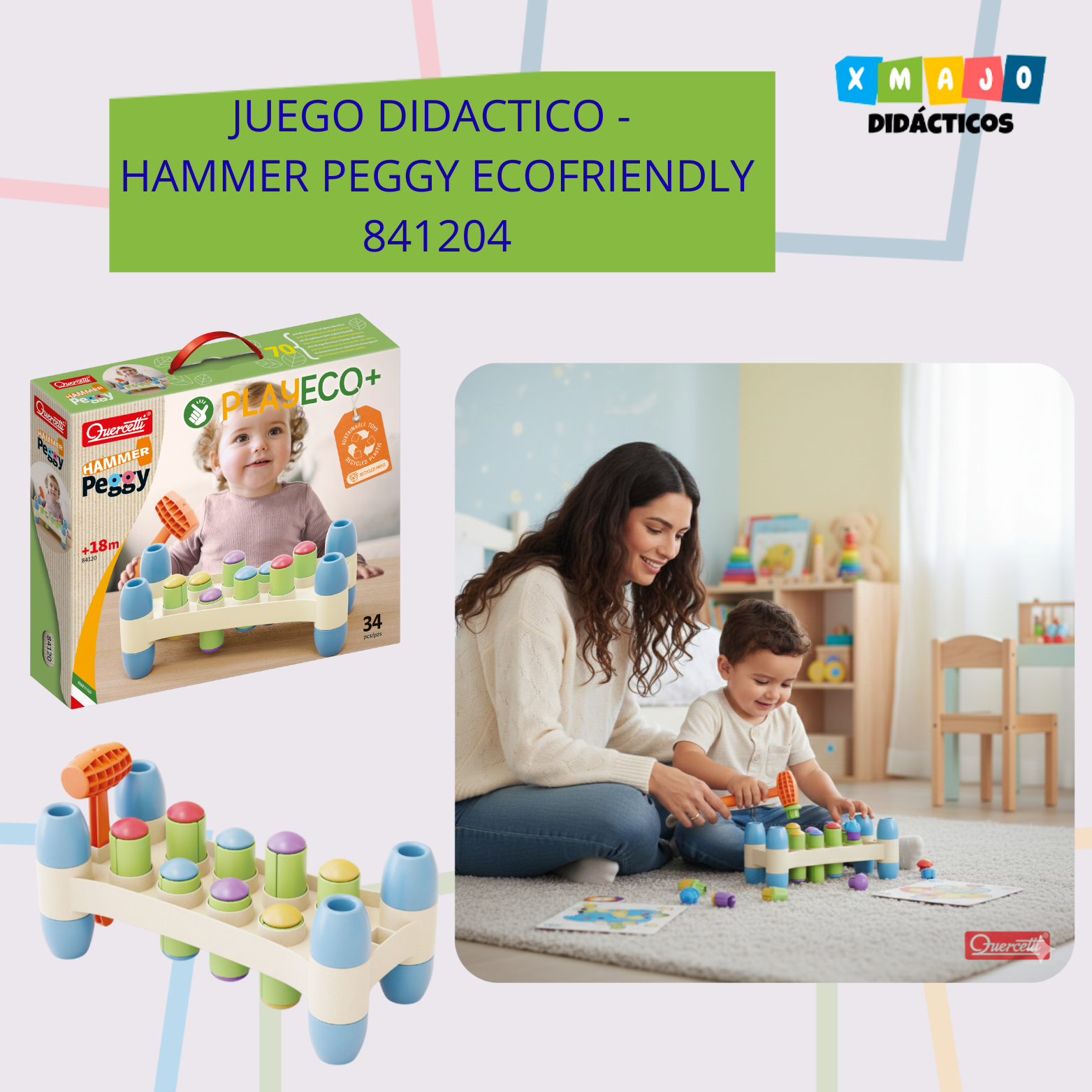 JUEGO DIDACTICO - HAMMER PEGGY - ECOFRIENDLY 841204 JUEGO DIDACTICO - HAMMER PEGGY - ECOFRIENDLY / +18 MESES / 841204 - Image 1