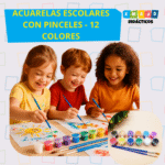 MATERIAL EDUCATIVO - 12 ACUARELAS MINI CON PINCELES / +3 AÑOS / 804439