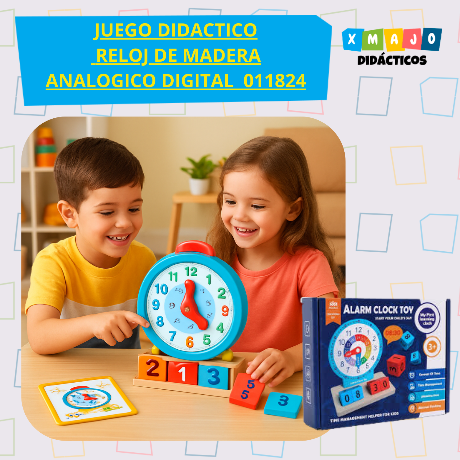 JUEGO DIDACTICO RELOJ DE MADERA ANALOGICO DIGITAL +3 AÑOS 011824 JUEGO DIDACTICO - RELOJ DE MADERA ANALOGICO DIGITAL / +3 AÑOS / 011824 - Image 1