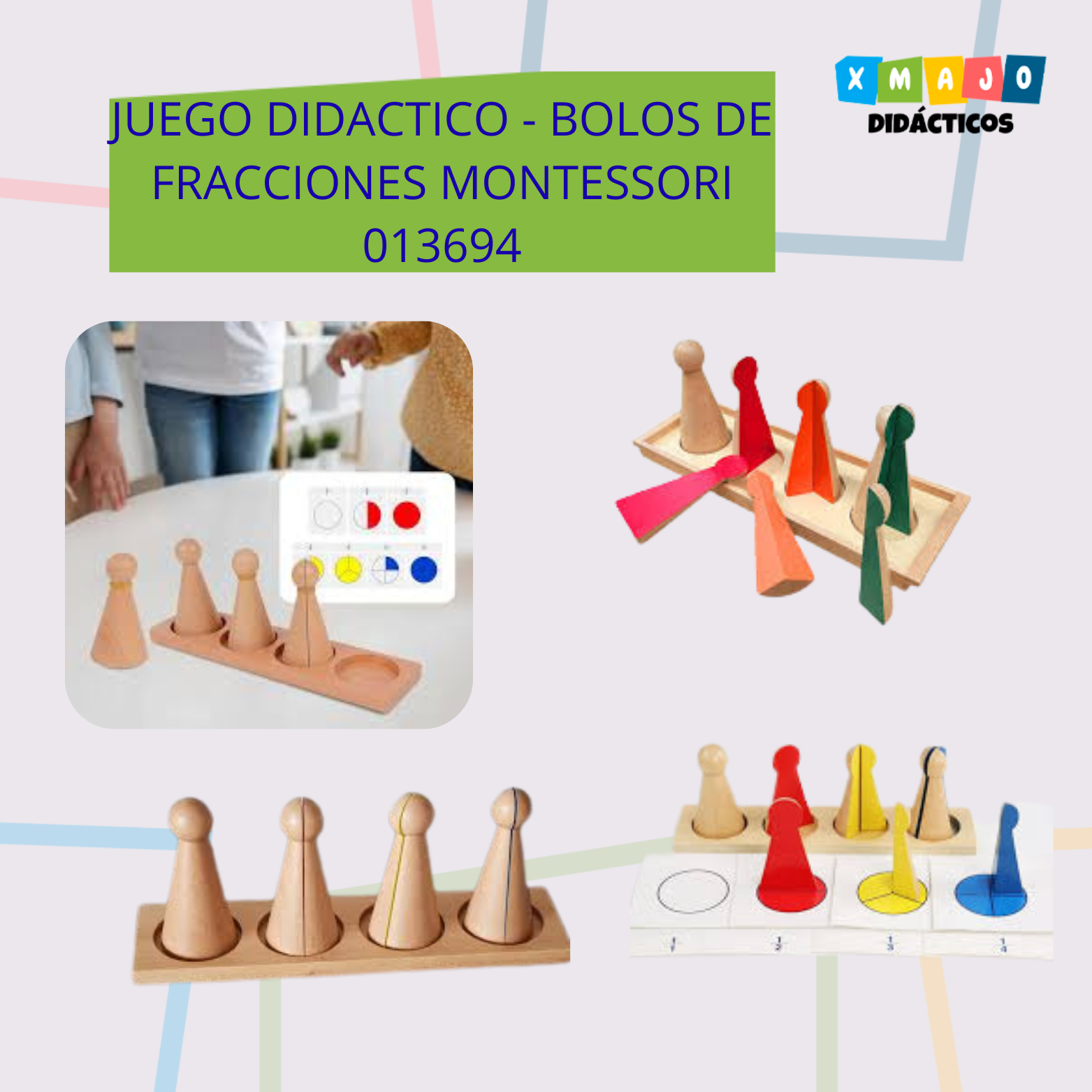 JUEGO DIDACTICO BOLOS DE FRACCIONES MONTESSORI 013694 JUEGO DIDACTICO - BOLOS DE FRACCIONES MONTESSORI / +3 AÑOS / 013694 - Image 1