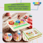 JUEGO DIDACTICO - DISEÑANDO CON ENGRANES Y PIJAS + GEOPLANO / +3 AÑOS / 004814
