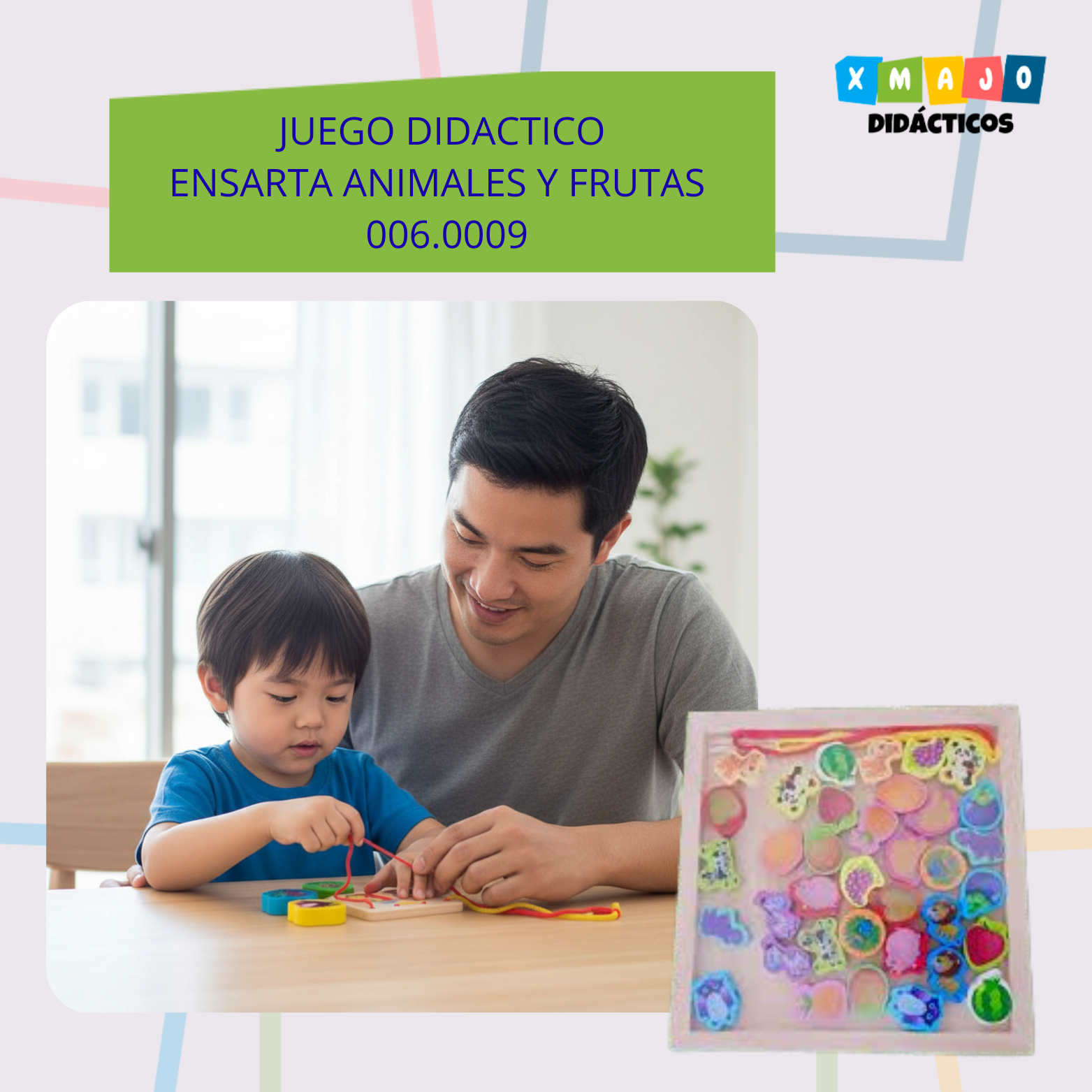 JUEGO DIDACTICO ENSARTA ANIMALES Y FRUTAS 0060009 JUEGO DIDACTICO - ENSARTA FRUTAS Y ANIMALES / +3 AÑOS / 006.0009 - Image 1