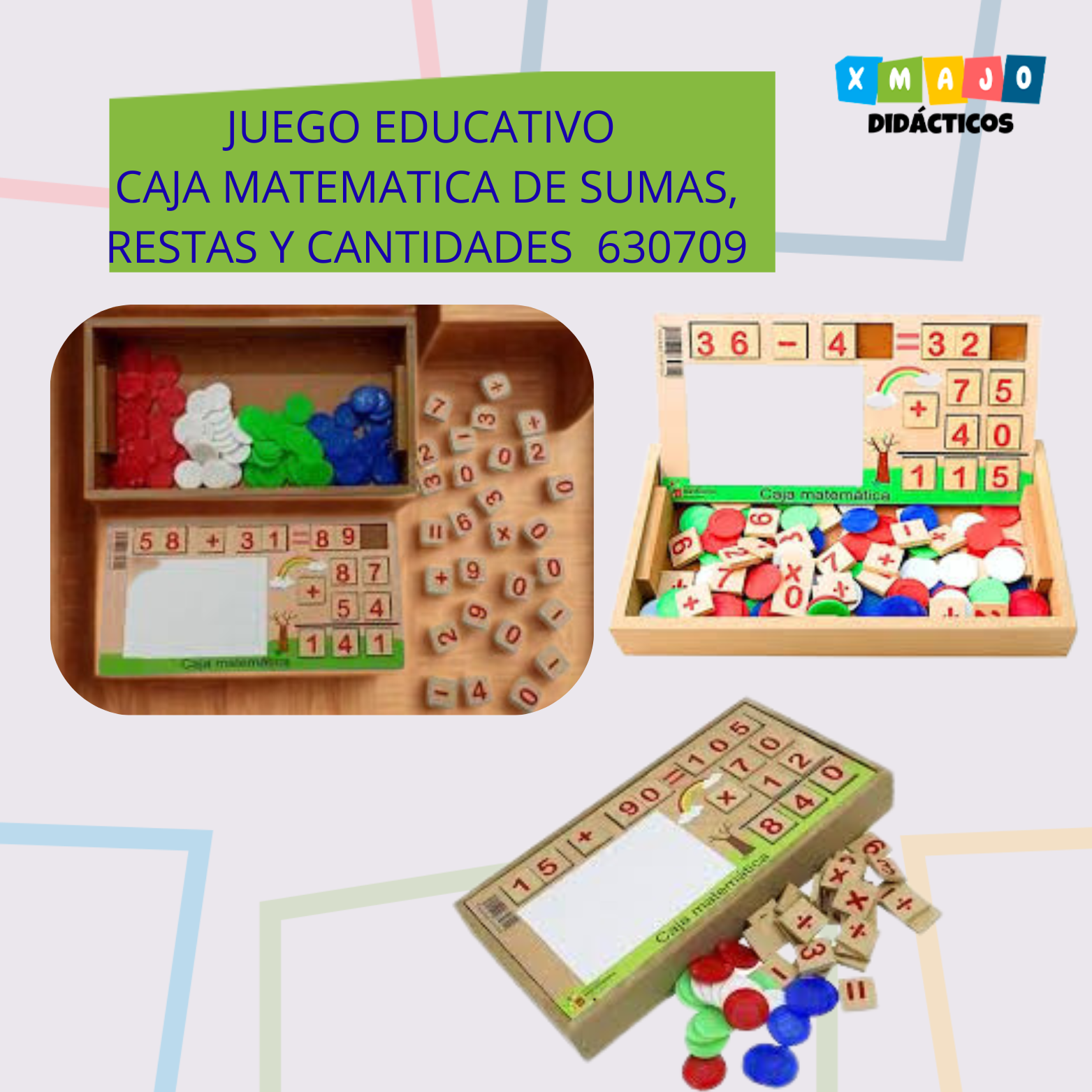JUEGO EDUCATIVO CAJA MATEMATICA 630709 JUEGO EDUCATIVO - CAJA MATEMATICA DE SUMAS, RESTAS Y CANTIDADES / +3 AÑOS / 630709 - Image 1