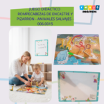 JUEGO DIDACTICO - ROMPECABEZAS DE ENSARTE Y PIZARRON - ANIMALES SALVAJES / +3 AÑOS / 006.0015