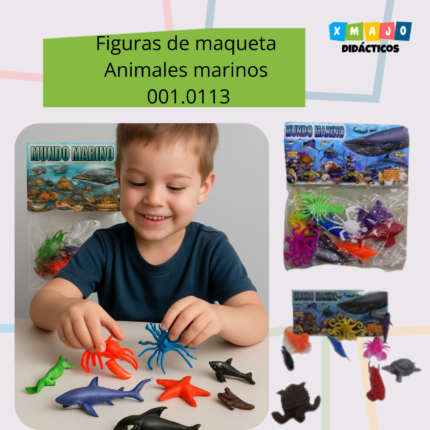 Figuras de animales marinos de plástico 001.0113 — set de maquetas coloridas para niños de 3 a 8 años