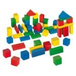 Bloques de construcción con base de madera 745849 — mini piezas geométricas multicolores para niños de 2 a 6 años