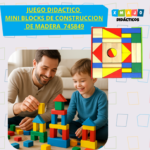 Bloques de construcción con base de madera 745849 — mini piezas geométricas multicolores para niños de 2 a 6 años