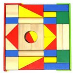 Bloques de construcción con base de madera 745849 — mini piezas geométricas multicolores para niños de 2 a 6 años