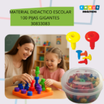 Pijas gigantes de plástico 833083 en charola con tapa para motricidad fina y coordinación mano-ojo