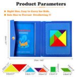 Tangram magnético 012924 en estuche con guía de imágenes para pensamiento espacial y geometría infantil