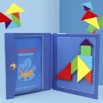 Tangram magnético 012924 en estuche con guía de imágenes para pensamiento espacial y geometría infantil