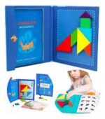 Tangram magnético 012924 en estuche con guía de imágenes para pensamiento espacial y geometría infantil