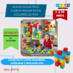 JUEGO DIDACTICO - CUBOS MAGNETICOS COLORES 24 PCS / +3 AÑOS / 911714