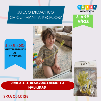 Mini Manitas Pegajosas 001.0125 en color amarillo-verde translúcido, juguete táctil sensorial para niños de 4 a 8 años