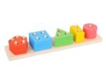Apilador grande de madera con figuras geométricas de 5 formas y colores modelo 020294 XMAJO.