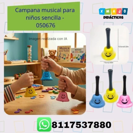 Campana musical para niños 050676 metálica con mango de plástico