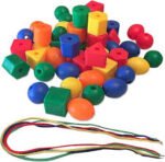Ensartado de cuentas geométricas jumbo colores primarios para motricidad fina preescolar monterrey