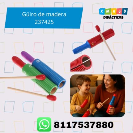 Güiro de madera 237425 instrumento musical infantil para ritmo y coordinación