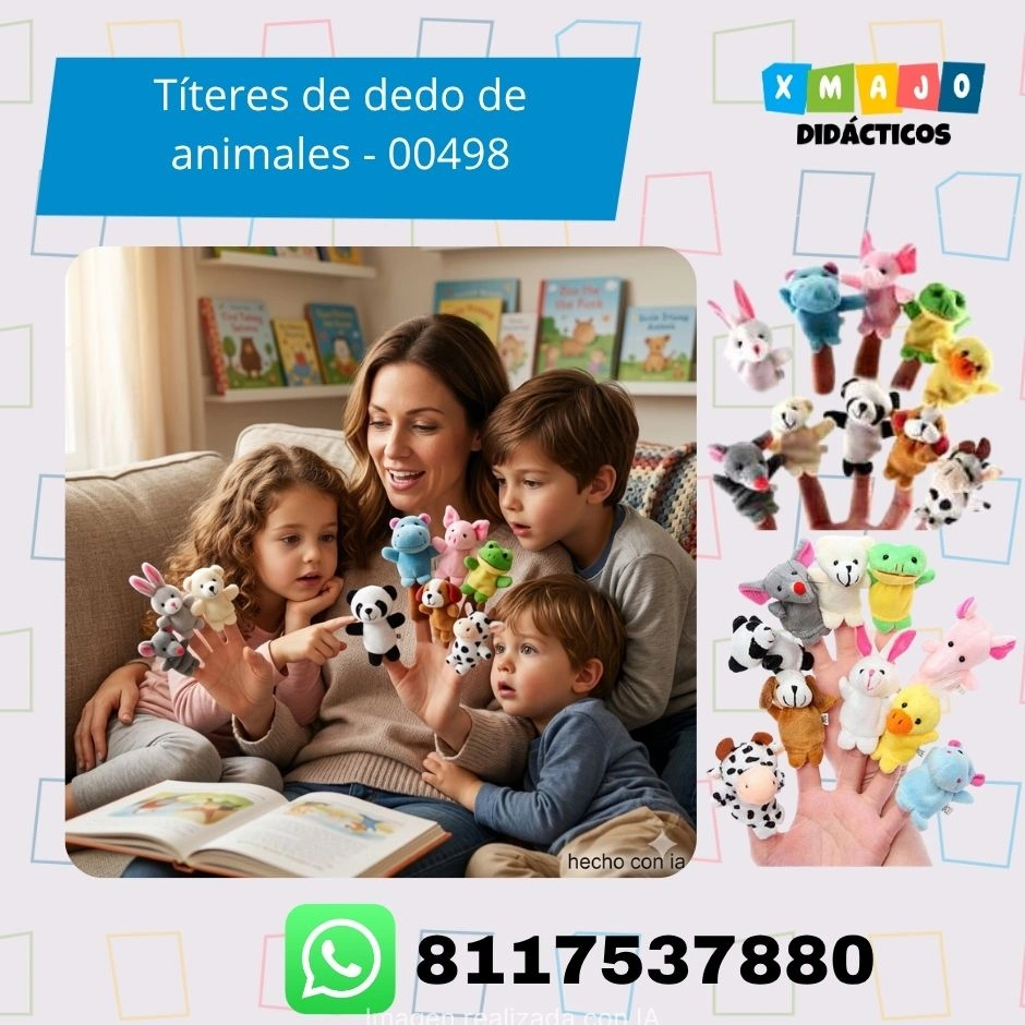 Títeres de dedo de animales 00498 set de 10 guiñoles de tela Títeres de dedo de animales 00498 set de 10 guiñoles de tela para lenguaje y juego simbólico