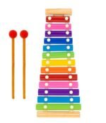 Xilófono didáctico metalico para niños con notas de colores y baquetas