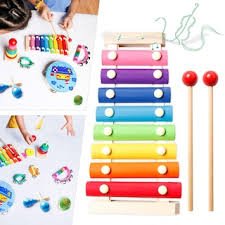Xilófono metálico infantil de 8 notas código 012774 para estimulación musical y coordinación mano-ojo