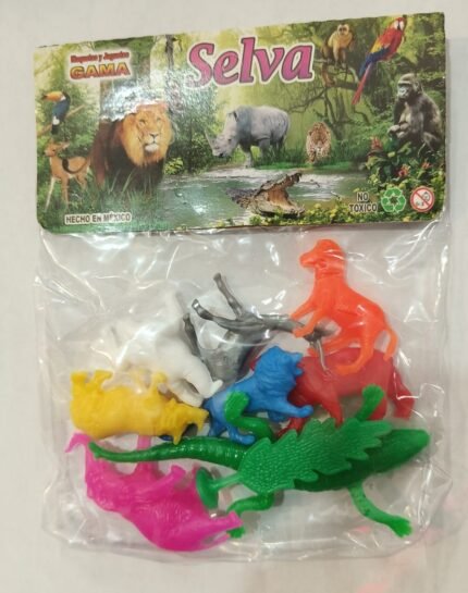 Figuras de animales de la selva en plástico multicolor set didáctico para maquetas escolares Monterrey XMAJO 001.0110