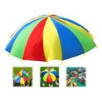 Paracaídas de estimulación temprana multicolor de 1.5 metros, ideal para juego cooperativo y desarrollo motor infantil.
