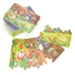 Rompecabezas en caja metalica HY9310 de dinosaurios, 60 piezas para niños, XMAJO Didácticos
