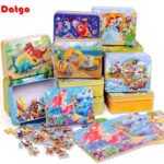 Rompecabezas en caja metalica HY9310 de dinosaurios, 60 piezas para niños, XMAJO Didácticos