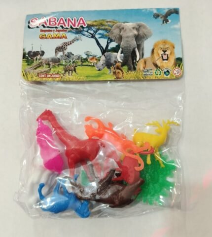 Figuras de animales de la sabana 001.0112 — set de plástico no tóxico en colores vivos, marca GAMA, hecho en México