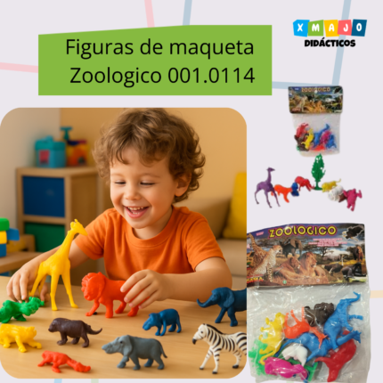 Figuras de animales del zoológico 001.0114 para maquetas escolares — set didáctico disponible en XMAJO Didácticos Monterrey