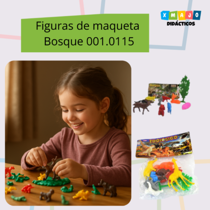 Figuras de animales del bosque 001.0115, set didáctico de plástico no tóxico para maquetas escolares, disponible en Monterrey