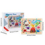 Laberinto magnético de bolitas dinosaurios 238857 — tablero de madera con números y colores en inglés para niños 3 a 7 años