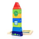 Rompecabezas de formas geométricas 005074 de madera con piezas apilables en colores vivos para niños de 2 a 5 años
