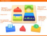 Rompecabezas de formas geométricas 005074 de madera con piezas apilables en colores vivos para niños de 2 a 5 años