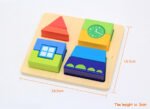 Rompecabezas de formas geométricas 005074 de madera con piezas apilables en colores vivos para niños de 2 a 5 años