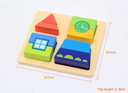 Rompecabezas de formas geométricas 005074 de madera con piezas apilables en colores vivos para niños de 2 a 5 años