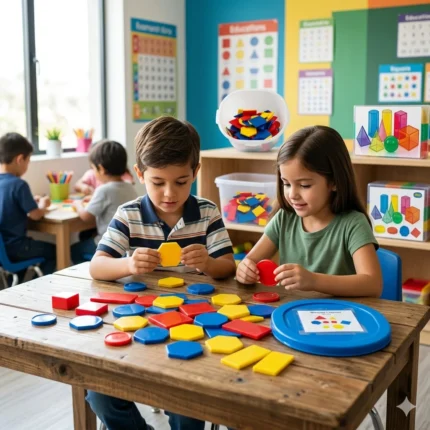 Bloques lógicos de plástico para niños 153015 en charola con tapa