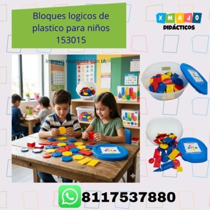 Bloques lógicos de plástico para niños 153015 en charola con tapa