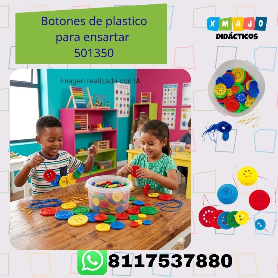 Botones de plástico para ensartar 503150 Botones de plástico para ensartar 503150 con agujas e hilo