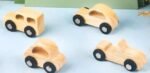 Carritos de madera 629524, set de 4 piezas listas para jugar y decorar