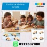 Carritos de madera 629524, set de 4 piezas listas para jugar y decorar