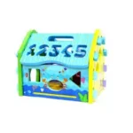 Casita de actividades de madera para niños 004834 para ensartar y encajar figuras