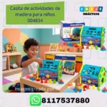 Casita de actividades de madera para niños 004834 para ensartar y encajar figuras