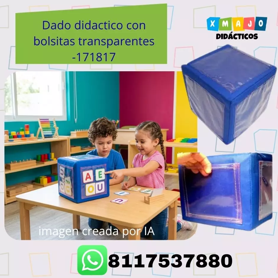 Dado didáctico con bolsitas transparentes 171817 Dado didáctico con bolsitas transparentes 171817 de vinil con relleno de hule espuma