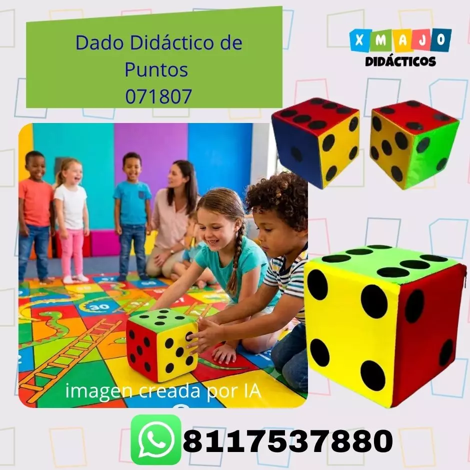 Dado didáctico de puntos 071807 Dado didáctico de puntos 071807 de tela vinil con relleno de hule espuma