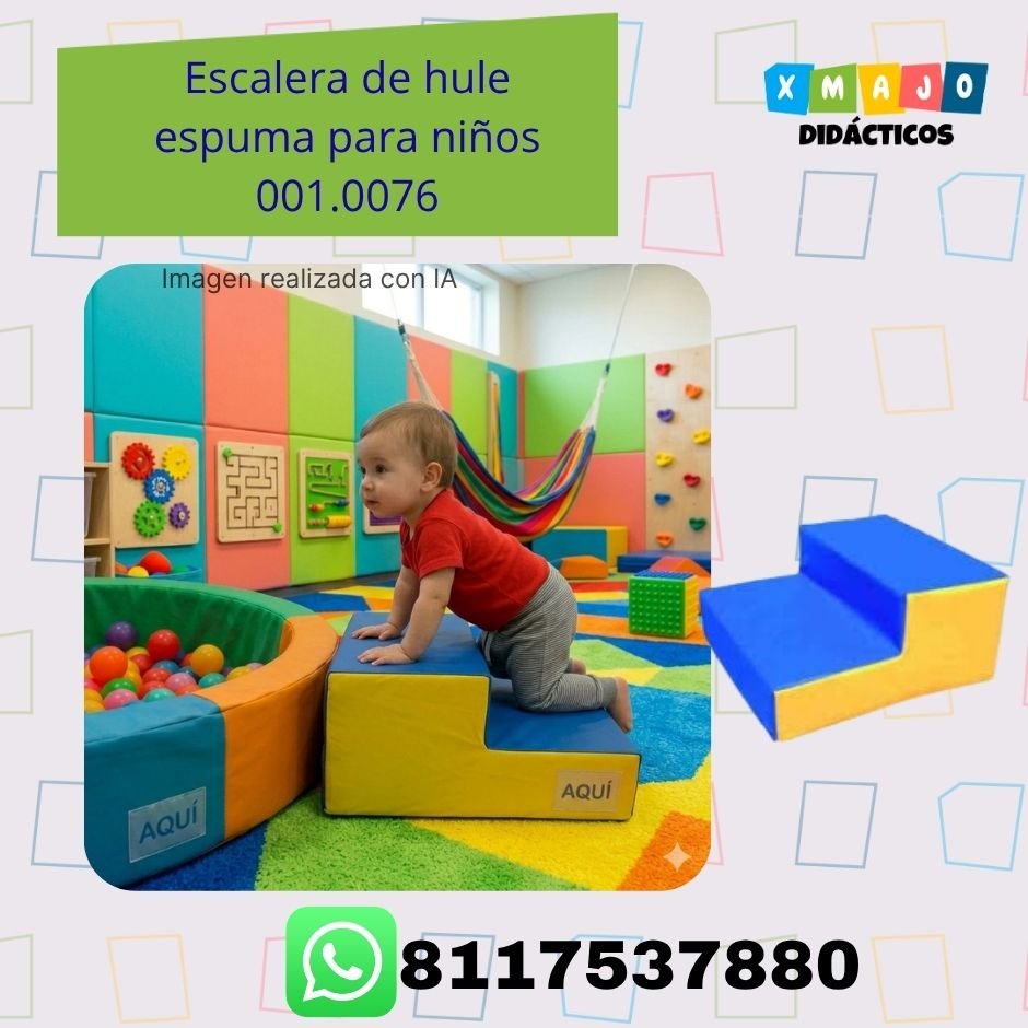 Escalera de hule espuma para niños 001.0076 Escalera de hule espuma para niños 001.0076 de dos pasos recubierta en vinil