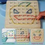 Geoplano de madera para niños 019934 con ligas, marcadores y tarjetas de patrones