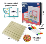 Geoplano de madera para niños 019934 con ligas, marcadores y tarjetas de patrones
