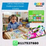 Letras mayúsculas de madera para trazar con tablero cognitivo infantil